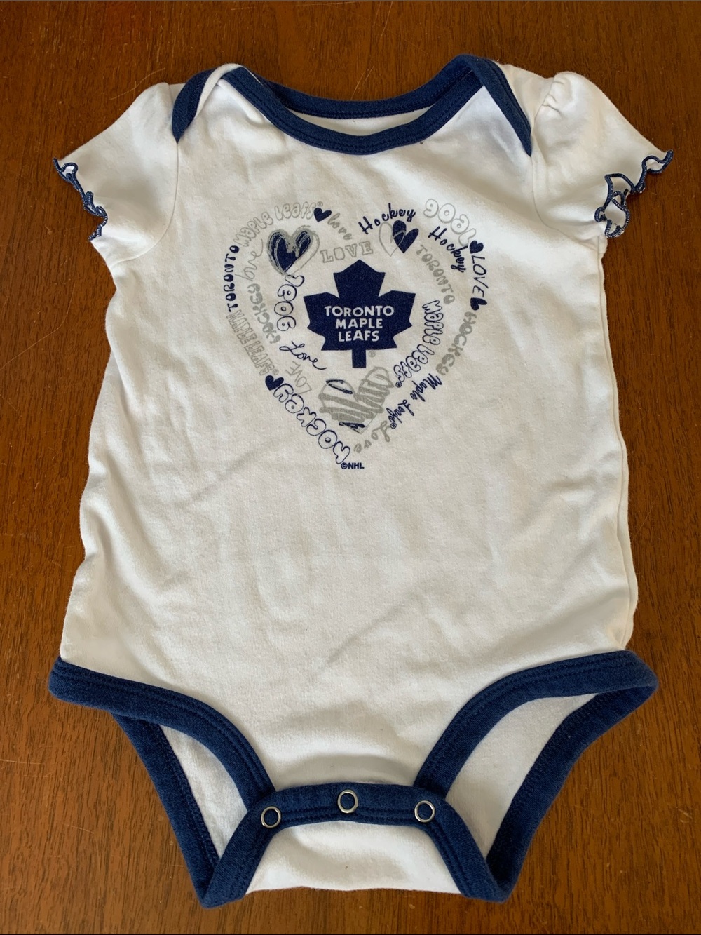 🍊5/$25 NHL Toronto Maple Leafs White and Navy Baby One-Piece Bodysuit